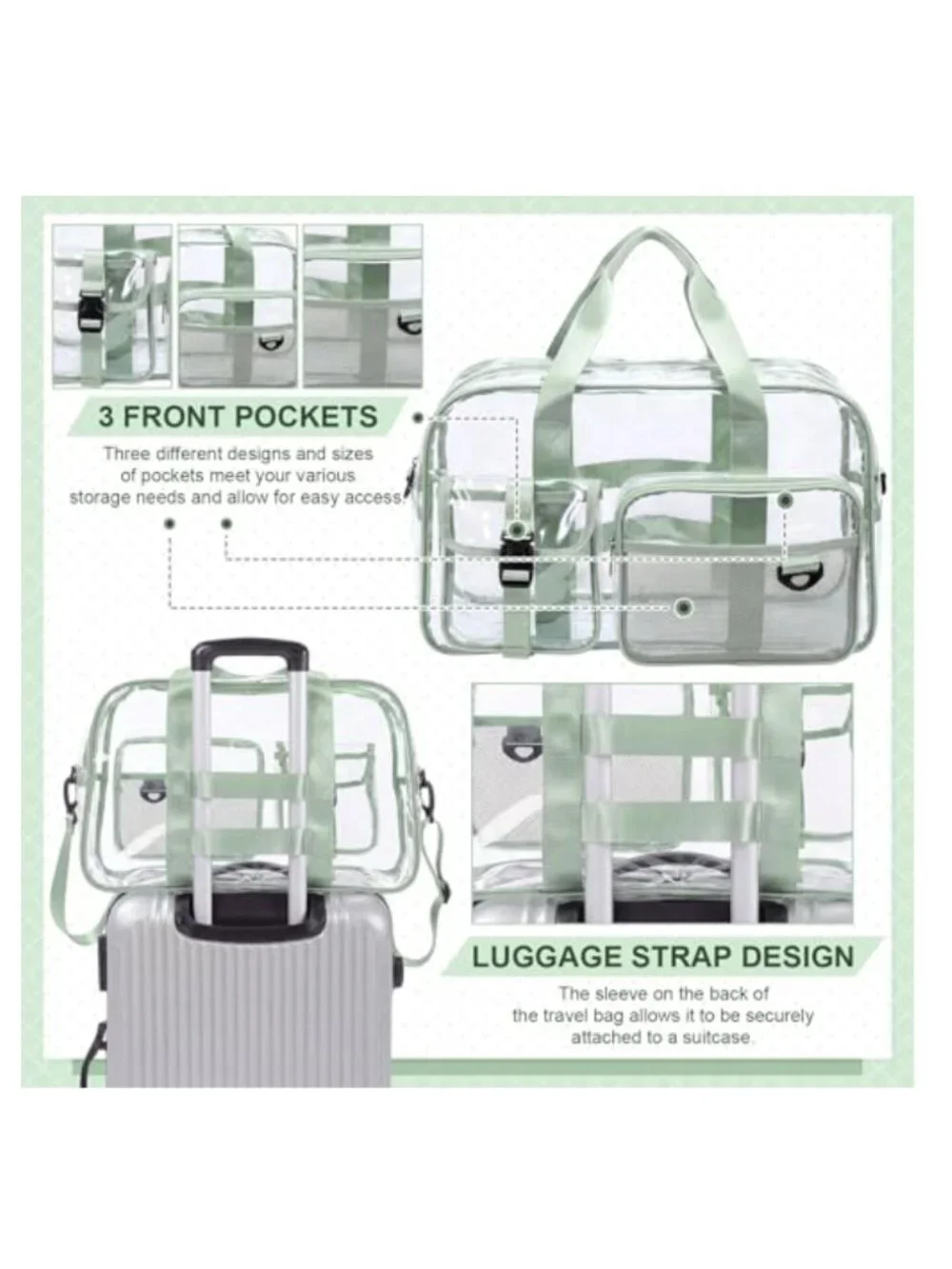 Large Clear PVC Tote Bag Heavy Duty Duffle Gym Stadium Approved